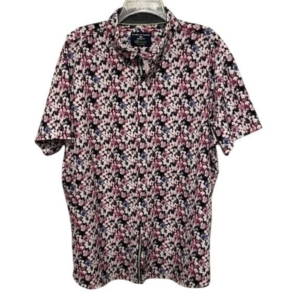 Society of Threads Mens XXL Regular Fit Floral Short Sleeve Button Down Shirt